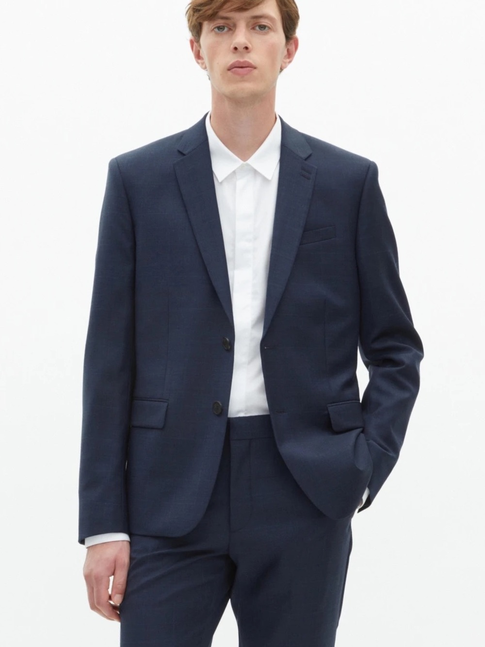 THE KOOPLES Navy Wool Suit Jacket 48 Slim Tailored Blazer